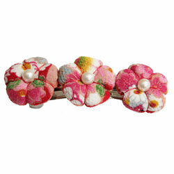 JZZNNFHU-V : Japanese Kyoto Chirimen Ume Flower Barette Hair Clip/Clasp