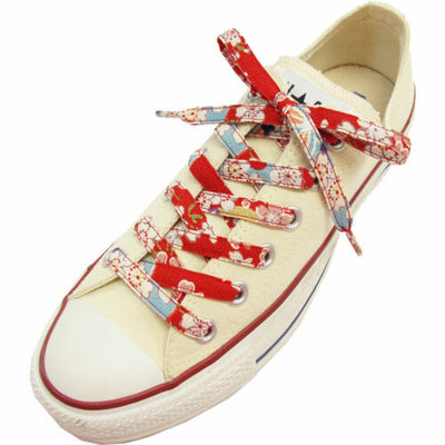 JZZCOCO2300-122 : Japanese Chirimen Shoelaces for Sneakers 117cm 46inch (Red)