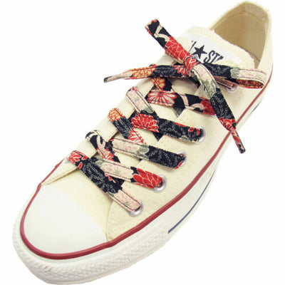 JZZCOCO2300-101 : Japanese Chirimen Shoelaces for Sneakers 117cm 46inch (Black)