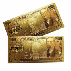 JZZFA303-306-2 : Gold Japanese 10,000 Yen Lucky Novelty Bill (Set of 2)