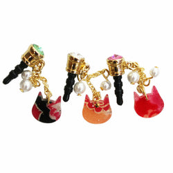 JZZNNFAIDM-NK : Japanese Chirimen Made Cat Design Earphone Jack Smartphone Charm Accessory