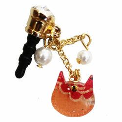 JZZNNFAIDM-NK : Japanese Chirimen Made Cat Design Earphone Jack Smartphone Charm Accessory