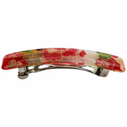 JZZNNFCV-AP : Japanese Kyoto Chirimen Barette Hair Clip/Clasp (Red/Pink)