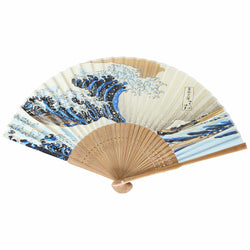 JZZFA504-904 : Japanese Handheld Folding Fan Sensu with Ukiyo-e (Kanagwa-Oki nami ura)