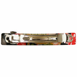 JZZNNFCV-BK : Japanese Kyoto Chirimen Barette Hair Clip/Clasp (Black/Red)