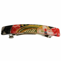 JZZNNFCV-BK : Japanese Kyoto Chirimen Barette Hair Clip/Clasp (Black/Red)