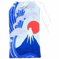 JZZKAYA72UP0203-FUJI : Omamori Bag - Good Luck Charm Bag w/ Folk Art and Good Luck Motifs Mt. Fuji