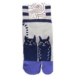 JZZKAYA7JKP4317 : Kaya Women's Cat and Stripe Design Tabi Socks