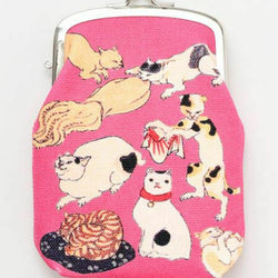 JZZKAYA7JWP0206-MYO : Japanese Traditional Print Gamaguchi Purse/Pouch Ukiyo-e Cat Design