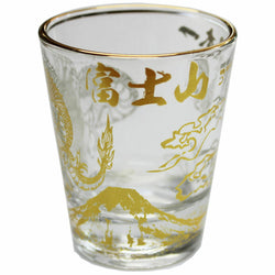 JZZFA303-422 : Collectible Shot Glass Gold Mt.Fuji and Dragon Design