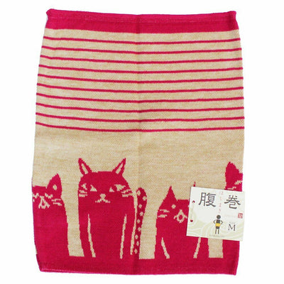 JZZKAYA7JKP5321 : Kaya Japanese Haramaki Stomach/Body Warmer Belt Stripe and Cat Design M Size