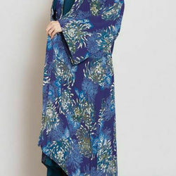 JZZKAYA7IA-1106-NV : Japanese Traditional Flower Print Chiffon Kimono Haori Long Robe UV Protection