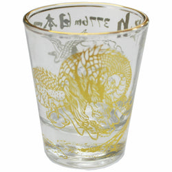 JZZFA303-422 : Collectible Shot Glass Gold Mt.Fuji and Dragon Design