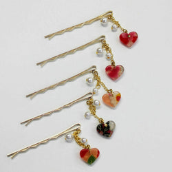 JZZNNFCAHP-HT : Japanese Chirimen Made Heart Design Hair Pin
