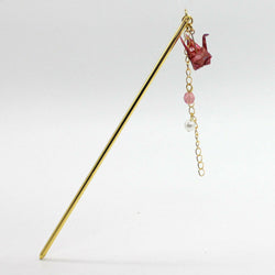 JZZNNFKS-OT2 : Japanese Traditional Origami Tsuru Bird Crane Design Kanzashi Hair Pin Stick