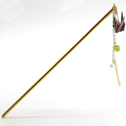 JZZNNFKS-OT2 : Japanese Traditional Origami Tsuru Bird Crane Design Kanzashi Hair Pin Stick