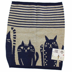 JZZKAYA7JKP5334 : Kaya Japanese Haramaki Stomach/Body Warmer Belt Stripe and Cat Design L Size