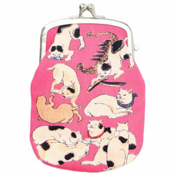 JZZKAYA7JWP0206-MYO : Japanese Traditional Print Gamaguchi Purse/Pouch Ukiyo-e Cat Design