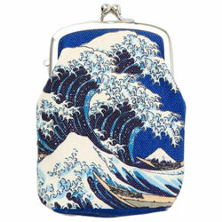 JZZKAYA7JWP0206-OKI : Japanese Traditional Print Gamaguchi Purse/Pouch Great Wave off Kanagawa Design