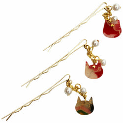 JZZNNFCAHP-NK : Japanese Chirimen Made Cat Design Hair Pin