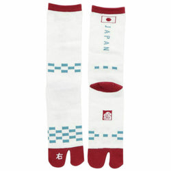 JZZKAYA7JKP0102-WH : Kaya Men's Japan Flag and Left and Right Kanji Design Tabi Socks (White)