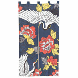JZZKAYA7INP1151-TSURU : Noren Japanese Doorway Curtain - Japanese Tsuru Bird / Crane Design