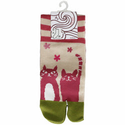 JZZKAYA7JKP5113 : Kaya Women's Cat and Cherry Blossoms Design Tabi Socks