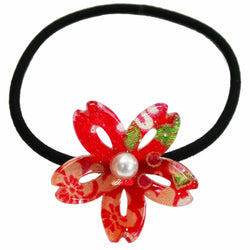 JZZNNFCPS-P : Japanese Chirimen Made Sakura Design Hair Accessory Elastic Hair Band