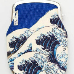 JZZKAYA7JWP0206-OKI : Japanese Traditional Print Gamaguchi Purse/Pouch Great Wave off Kanagawa Design