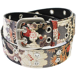 JZZCOCO2250-276 :  Double Pin Buckle Japanese Chirimen Belt Unisex (Black Dragon)