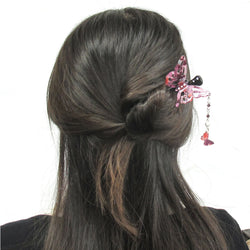 JZZCOCO8208-201 :  Kanzashi Japanese Chirimen Hair Pin Stick Butterfly Design (Black)