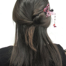 JZZCOCO8208-204 : Kanzashi Japanese Chirimen Hair Pin Stick Butterfly Design (Purple)