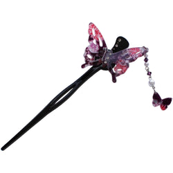 JZZCOCO8208-204 : Kanzashi Japanese Chirimen Hair Pin Stick Butterfly Design (Purple)