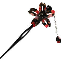 JZZCOCO8209-201 :  Sakura Kanzashi Japanese Chirimen Hair Pin Stick (Black)
