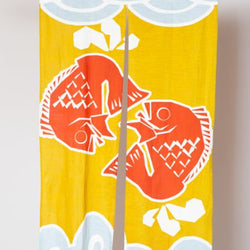 JZZKAYA7ISP0105-YE : Noren Japanese Doorway Curtain - Red Tai Sea Bream Design - (Long)
