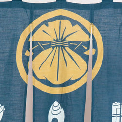 JZZKAYA7ISP1160-NV : Noren Japanese Doorway Curtain - Lucky Charms Design - (Short / Navy)