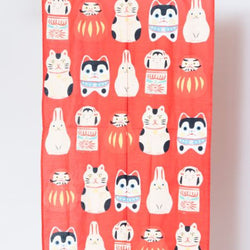 JZZKAYA7ISP9207-RE : Noren Japanese Doorway Curtain - Japanese Folkcraft Design - (Long/Red)