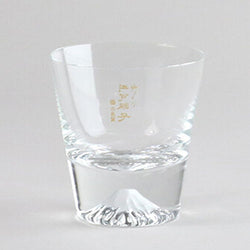 JZZKG68026 : Traditional Tajima Glass Edo Glass Mt. Fuji Mini Rock Glass in Wooden Box Made in Tokyo Japan