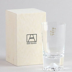 JZZKG68027 : Traditional Tajima Glass Edo Glass Mt. Fuji Mini Tumbler in Wooden Box Made in Tokyo Japan