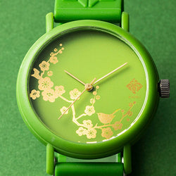 JZZMZKAORU001M : Kaoru Watch Japanese Fragrance Watch - Warbler & Japanrse Plum Tree (Matcha)