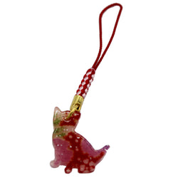JZZNNFATE-CNK : Pretty Kitty Design Japanese Traditional Netsuke Charm for Bag etc Chirimen Kimono Cloth in Acrylic