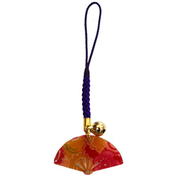 JZZNNFATK-SS : Japanese Chirimen Netsuke Charm Sensu Handheld Fan Design for Smartphone & Bag