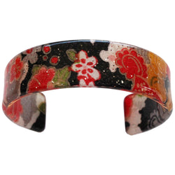 JZZNNFCBN-BK : Japanese Kyoto Chirimen Bangle Bracelet (Black)