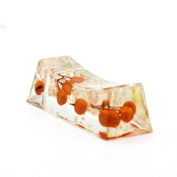 JZZNNFHON-POR : Japanese Chopstick Rest / Spoon Fork Knife Holder with Real Flower in Acrylic (Pepper Orange)