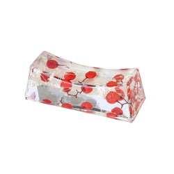 JZZNNFHON-PRD : Japanese Chopstick Rest / Spoon Fork Knife Holder with Real Flower in Acrylic (Pepper Red)