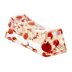 JZZNNFHON-PRD : Japanese Chopstick Rest / Spoon Fork Knife Holder with Real Flower in Acrylic (Pepper Red)