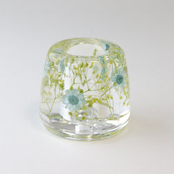 JZZNNFHTF-SBL : Japanese Toothbrush Holder Stand with Real Flower in Acrylic (Star Blue)