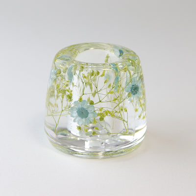 JZZNNFHTF-SBL : Japanese Toothbrush Holder Stand with Real Flower in Acrylic (Star Blue)