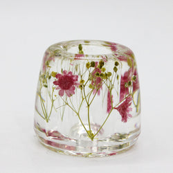 JZZNNFHTF-SPK : Japanese Toothbrush Holder Stand with Real Flower in Acrylic (Star Pink)