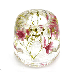 JZZNNFHTF-SPK : Japanese Toothbrush Holder Stand with Real Flower in Acrylic (Star Pink)